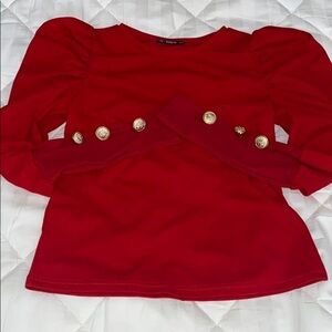 SHEIN puff sleeve thin sweater with gold hardware